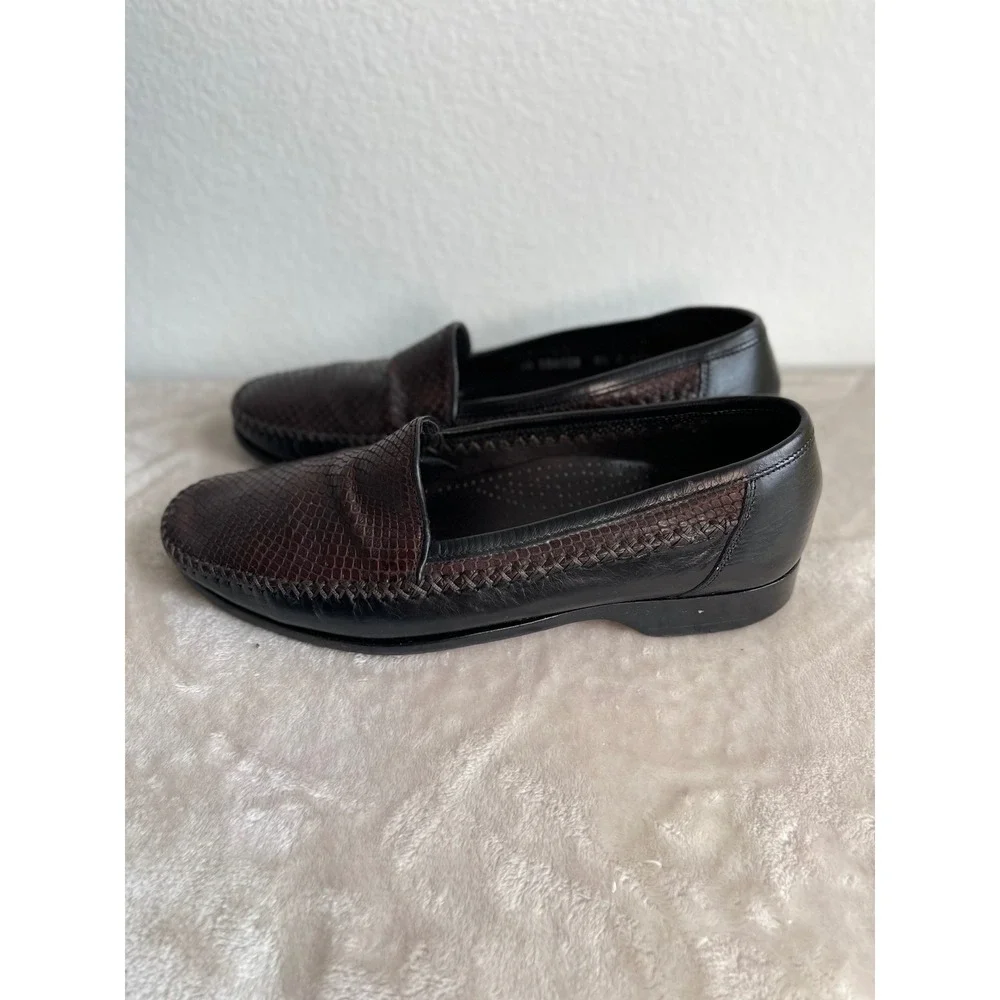 Bragano Cole Haan Mens 8.5 M Brown Snakeskin Leather Loafers Made in Italy Dress